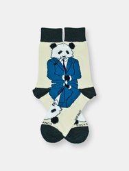 Dignified Reflective Panda Wearing a Suit Socks (Adult Large) - Blue