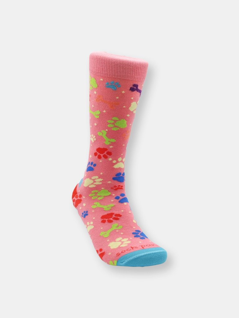 Dog Paws and Bones Patterned Socks - Pink