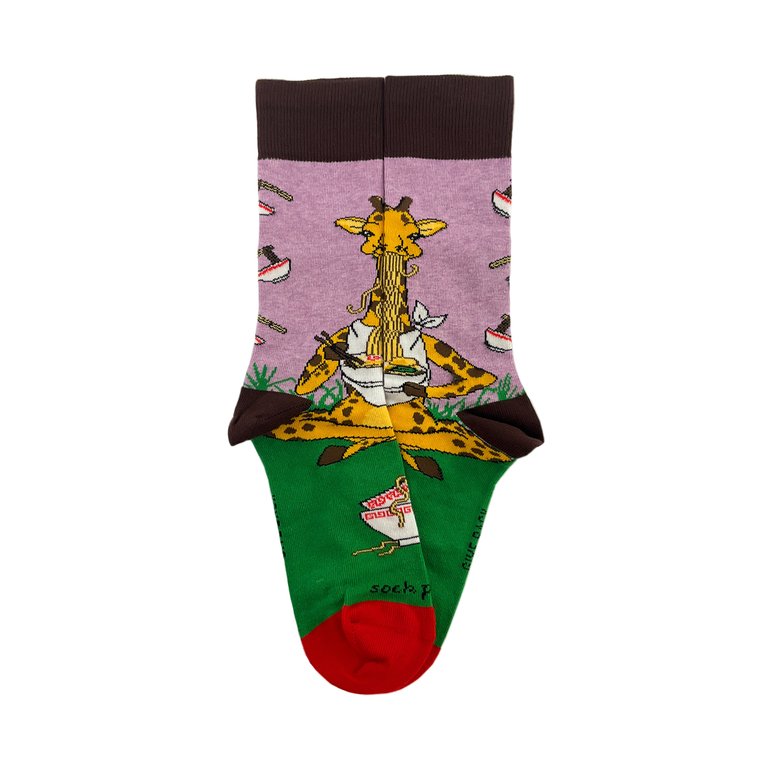 Giraffe Eating Ramen Socks from the Sock Panda - Multi