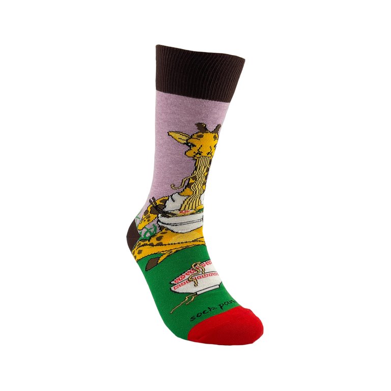 Giraffe Eating Ramen Socks from the Sock Panda