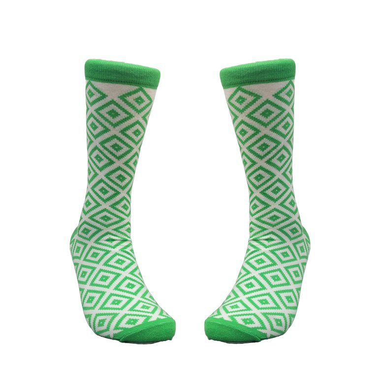 Green Diamond Pattern Socks - Green