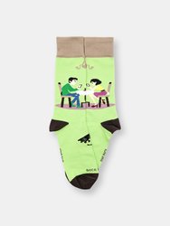 Modern Date - Texting While Eating Socks - Sock Panda - Green