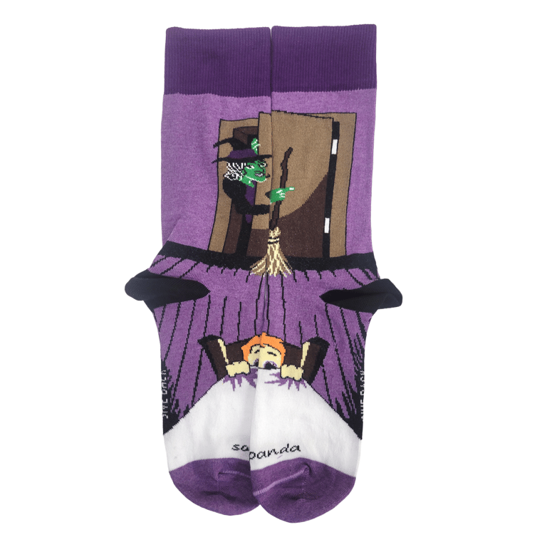 Nightmare Witch In The Closet Socks From The Sock Panda (Adult Medium) - Purple