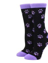 Purple Paw Print Dog Lover Socks - Purple