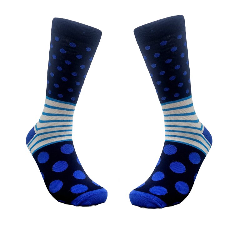 Stripes and Dot Patterned Socks From the Sock Panda (Adult Medium) - Blue