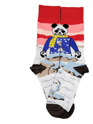 Winter Panda Wearing a Llama Sweater Watching a Snowy Owl (Adult Large)