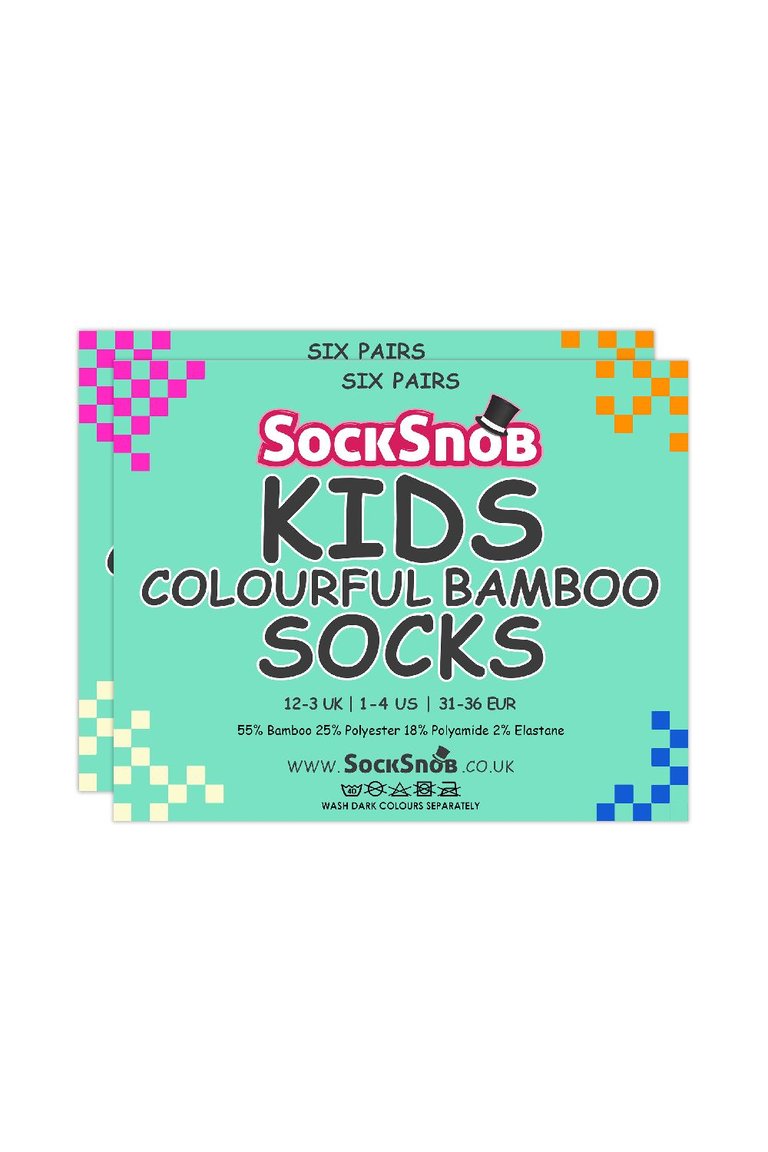 12 Pair Multipack Kids Plain Coloured Casual Bamboo Socks For Summer