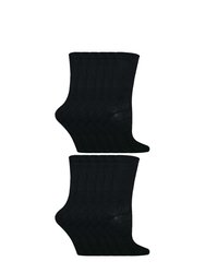 12 Pair Multipack Kids Plain Coloured Casual Bamboo Socks For Summer - Black