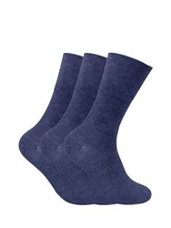 3 Pack Mens Non Elastic Thermal Diabetic Socks For Poor Circulation - Blue