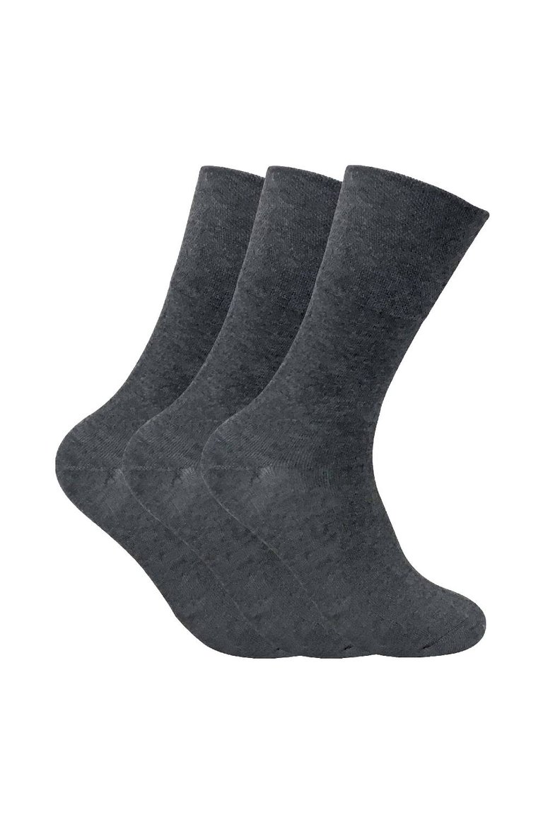 3 Pack Mens Non Elastic Thermal Diabetic Socks For Poor Circulation - Grey