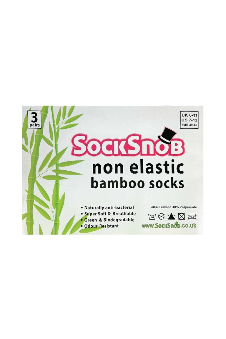 3 Pairs Mens Non Elastic Top Antibacterial Anti Sweat Bamboo Socks