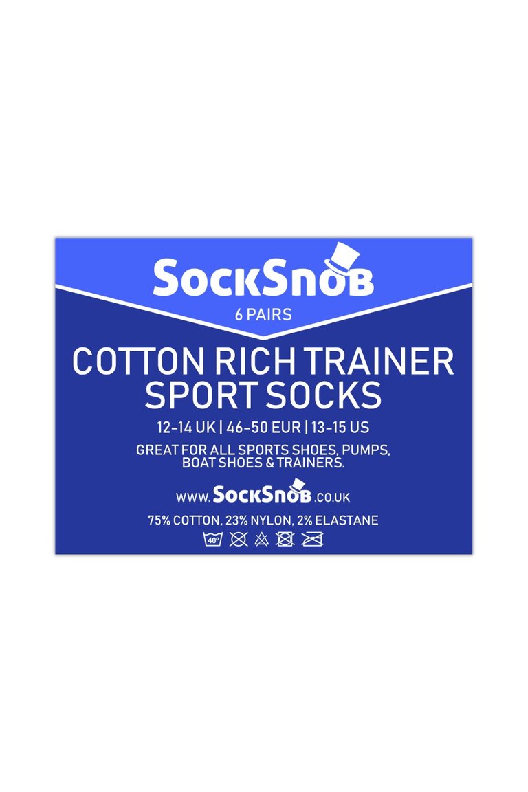 6 Pack Mens Cotton Low Cut Quarter Gym / Trainer Socks