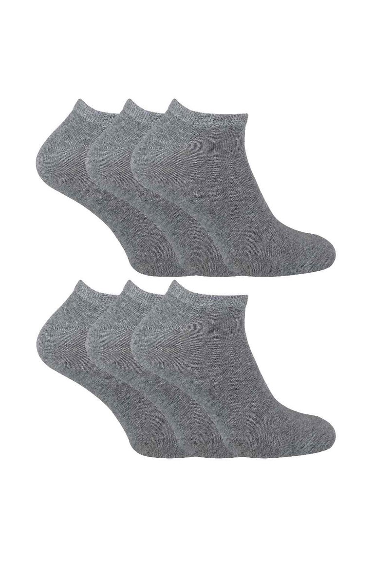 6 Pack Mens Cotton Low Cut Quarter Gym / Trainer Socks - Grey