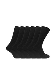 6 Pack Mens Soft 100% Cotton Breathable Coloured Ribbed Dress Socks - Black