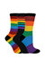 Childrens Kids 3 Pack Multicoloured Theme Striped Design Rainbow Pattern Socks - Rainbow