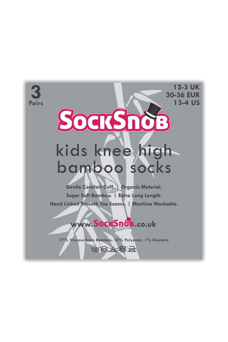 Knee High Bamboo Girls Long Breathable School Socks - 3 Pair