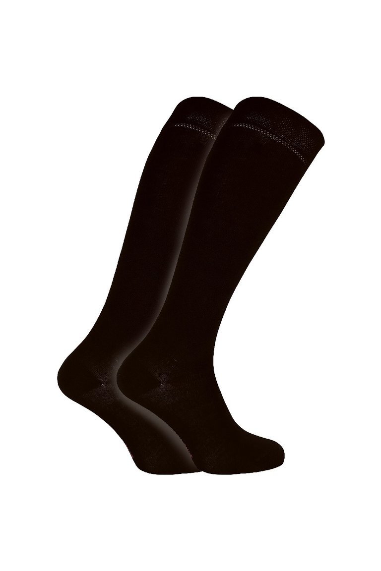 Ladies Long Knee High Length Socks | Super Soft Warm Bamboo | 2 Pack - Black