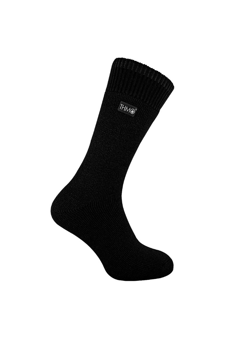 THMO - 1 Pair Mens Thick Fleece Lined Warm Thermal Socks For Winter - Black