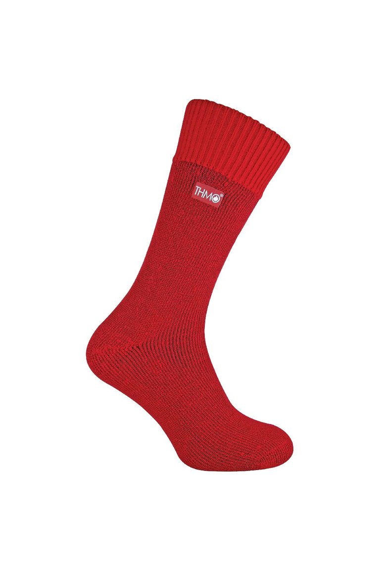 THMO - 1 Pair Mens Thick Fleece Lined Warm Thermal Socks For Winter - Red