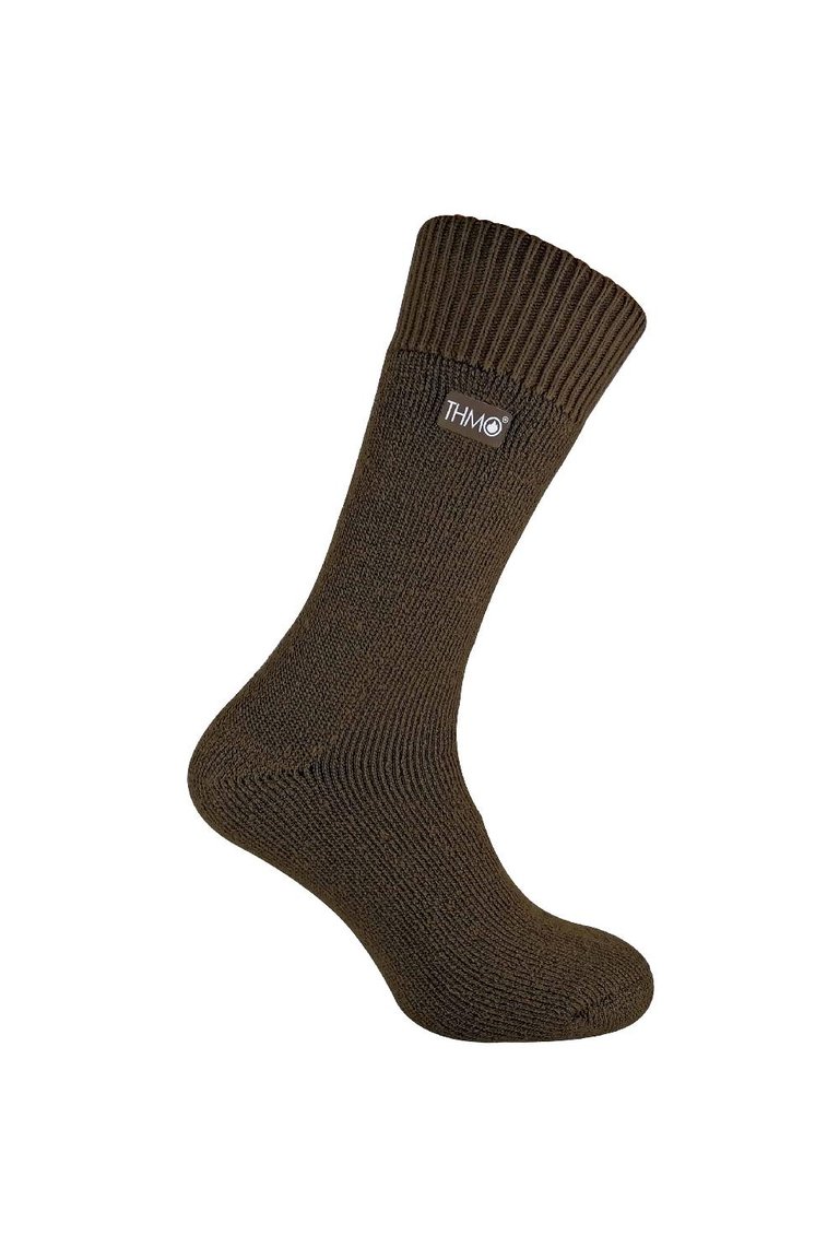 THMO - 1 Pair Mens Thick Fleece Lined Warm Thermal Socks For Winter - Brown