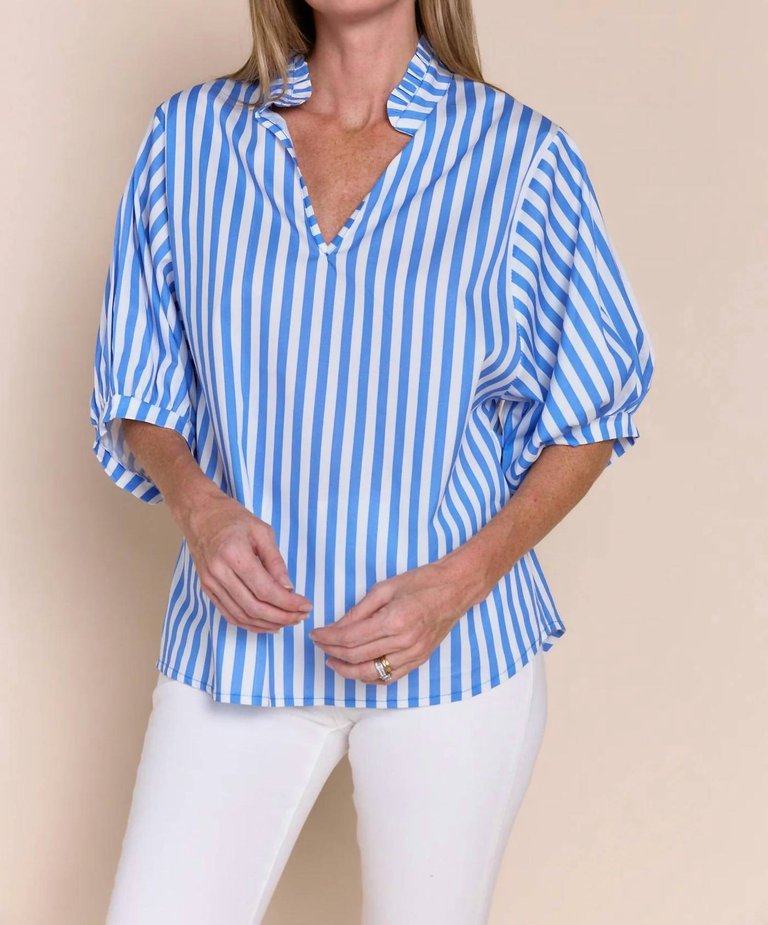 Adele Blouse In Blue Stripe - Blue Stripe