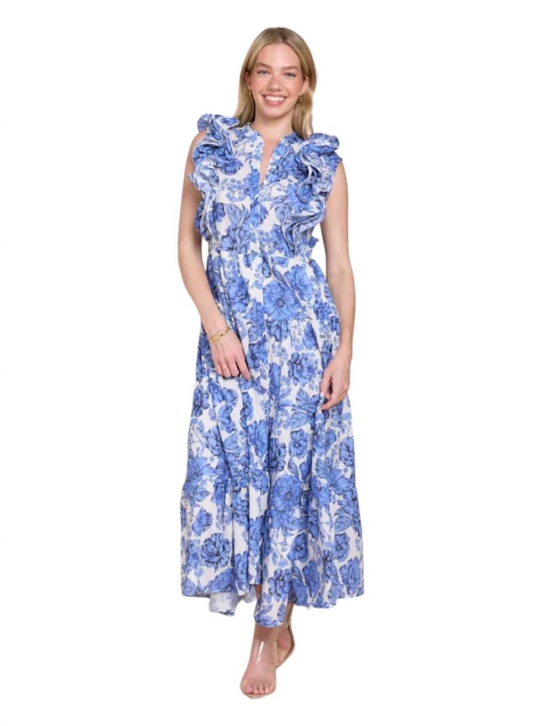 Liz Dress In Blue Garden - Blue Garden