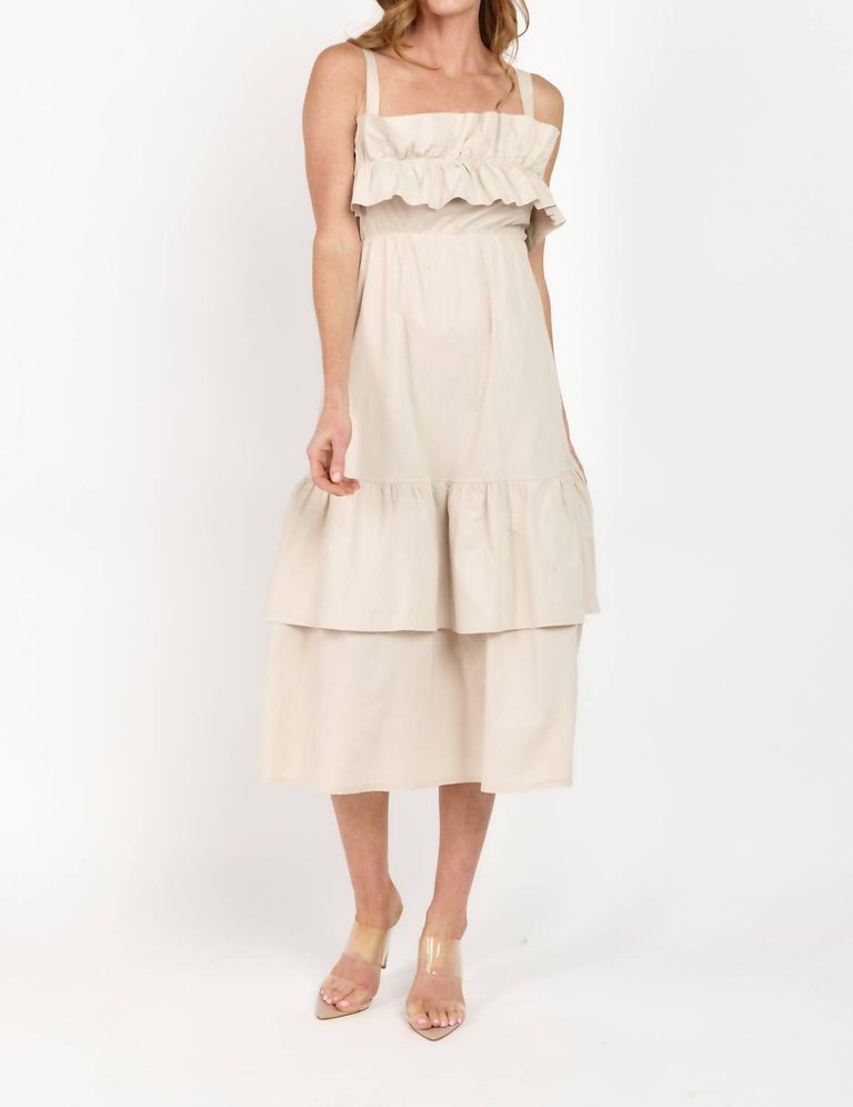 Millie Ruffle Strap Dress In Beige