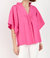 Noelia Flutter Sleeve Blouse In Fuschia - Fuschia