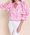 Remy Statement Sleeve Blouse In Sky Hot Pink