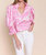 Remy Statement Sleeve Blouse In Sky Hot Pink