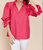 Remy Statement Sleeve Blouse In Strawberry - Strawberry