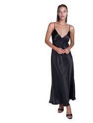 Black Silk Satin Lingerie Slip