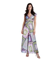 Dress In Floral Pattern Silk Crepon - Multicolour
