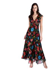 Evening Dress In Floral Motif