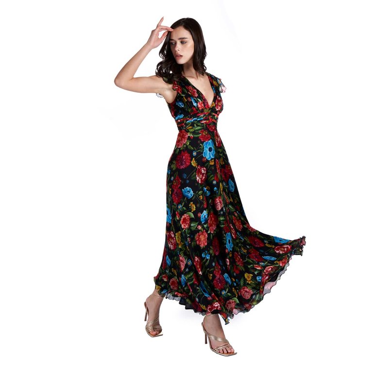 Evening Dress In Floral Motif