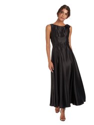 Evening Gown In Black Satin Silk