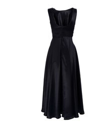 Evening Gown In Black Satin Silk