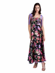 Floral Print Evening Gown - Multicolour