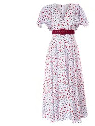 Floral Print Linen Dress - Pink