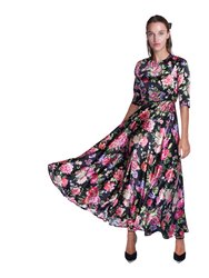 Floral Print Satin Dress