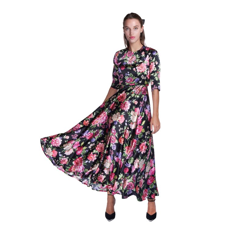 Floral Print Satin Dress