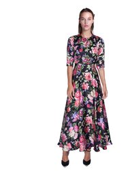 Floral Print Satin Dress