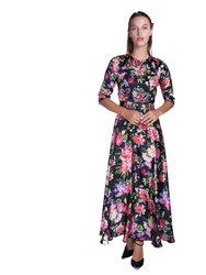 Floral Print Satin Dress