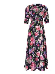 Floral Print Satin Dress - Multi