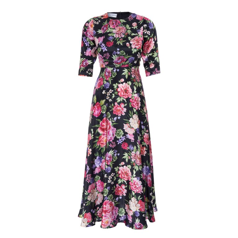Floral Print Satin Dress - Multi