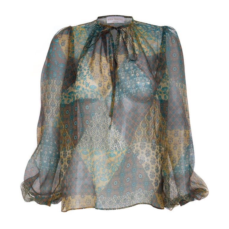 Floral Print Silk Blouse - Multicolor