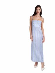 Linen Striped Dress - Striped Blue/White
