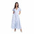 Long Linen Dress - White/Blue