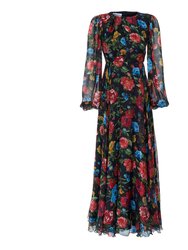 Long Silk Chiffon Dress - Multi