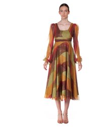 Long Silk Dress in Multicolored Patch